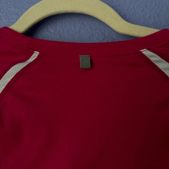 Women's Nike Dri-Fit Running Shirt Short Sleeve Tee Pink White Stripe Small GUC - Picture 5 of 6